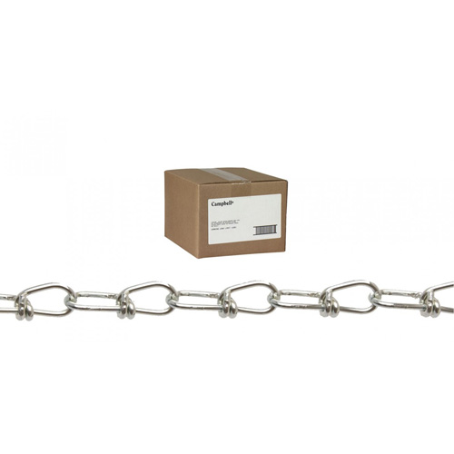 Inco Double Loop Chain, Working Load Limit, 705 lbs. (0.3525 tons), Chain Length, 100' (30.48 m), Chain Grade, Not Graded, Trade Size, 8/0