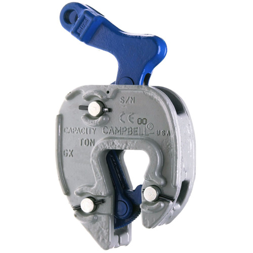 GX Plate Clamp with Chain Connector, Each, 1000 lbs. (0.5 tons), Jaw Opening, 1/16" - 5/16", Alloy Steel, Weight, 4.5 lbs.