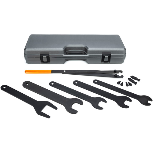 8-Piece Fan Clutch Service Set, Each, Full Lifetime, Includes, 1/2" Drive Ford 4.9L Fan Clutch Wrench 40mm, 1/2" Drive Diesel Fan Clutch Wrench 48mm, Universal Pulley Holder