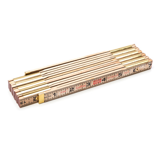 Red End Rule with Two 6" Slide Rule Extensions, Length, 6', Width, 5/8", Graduations, 1/16", Material, Wood, Manufacturer's Warranty, Full Lifetime