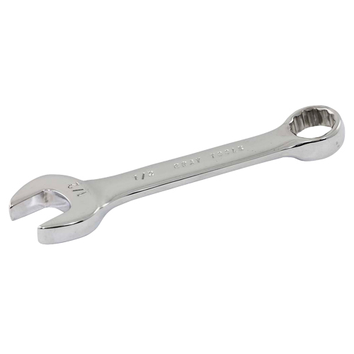 Stubby Combination Wrench, No. of Points, 12, Length, 4-11/32", Size, 1/2", Finish