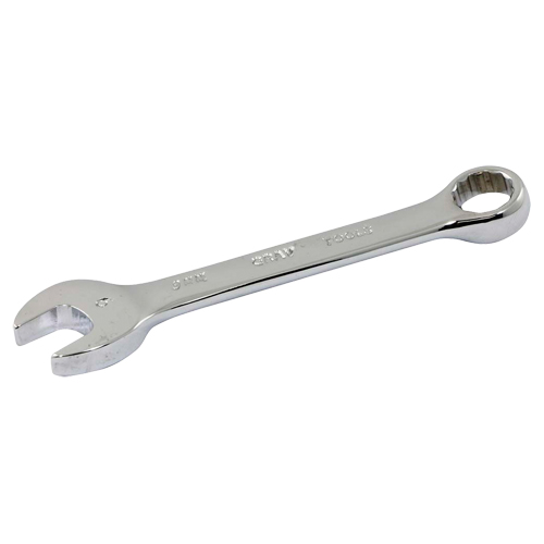 Stubby Combination Wrench, No. of Points, 12, Length, 3-1/2", Size, 9 mm, Finish