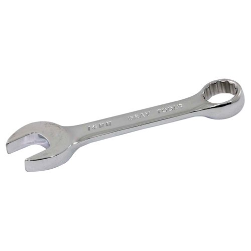 Stubby Combination Wrench, No. of Points, 12, Length, 4-1/2", Size, 14 mm, Finish