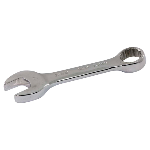 Stubby Combination Wrench, No. of Points, 12, Length, 5-1/5", Size, 17 mm, Finish