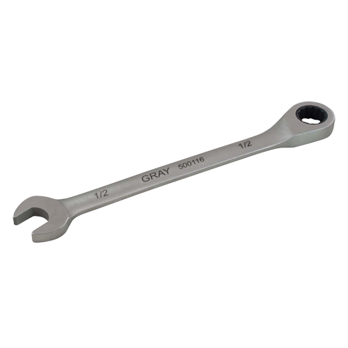 Combination Fixed Head Ratcheting Wrench, Each, 12, Length, 7-3/10", Size, 1/2", Finish, Stainless Steel, Handle Type, Stainless Steel, Weight, 0.2 lbs., Drive Type