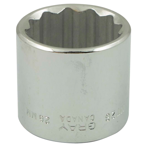 Socket, Each, 3/8", Socket Size, 18 mm, Overall Length, 25.73 mm, No. of Points, 12, Type