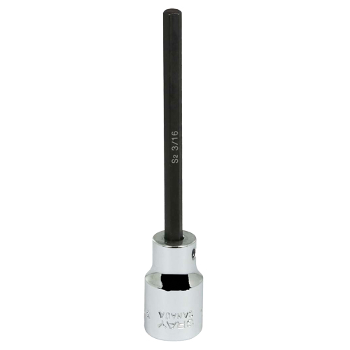 Extra Long Hex Head  Socket, Drive Size, 3/8", Tip Size, 3/16", Overall Length