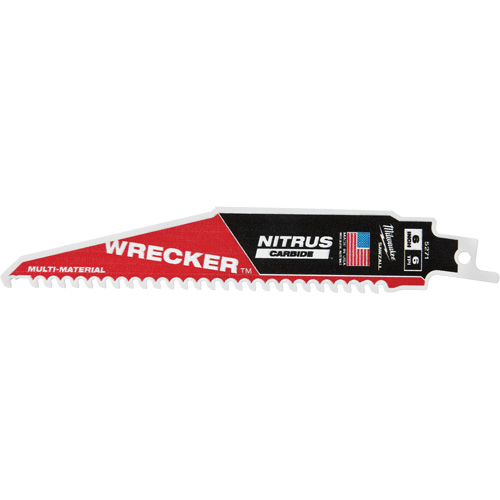 The Wrecker™ Sawzall® Blade, Pack of 5, 6", Width, 1", Thickness, 0.05", TPI, 6, Material, 1/2", Total Number of Teeth, 27