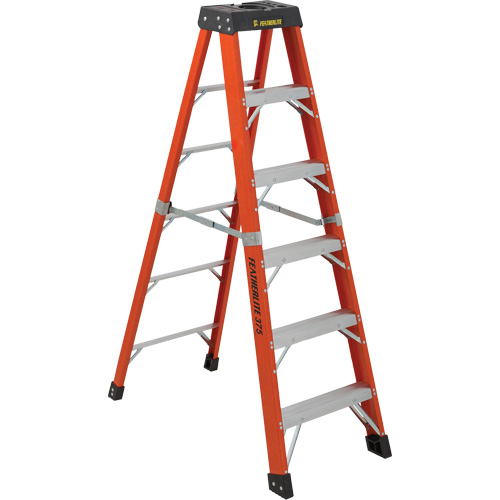 Industrial Extra Heavy-Duty Stepladders (6800 AA Series), Nominal Height, 6', Material, Fibreglass, Capacity, 375 lbs., Base Width, 24.25", Approx. Weight, 27 lbs., Highest Standing Height, 45"