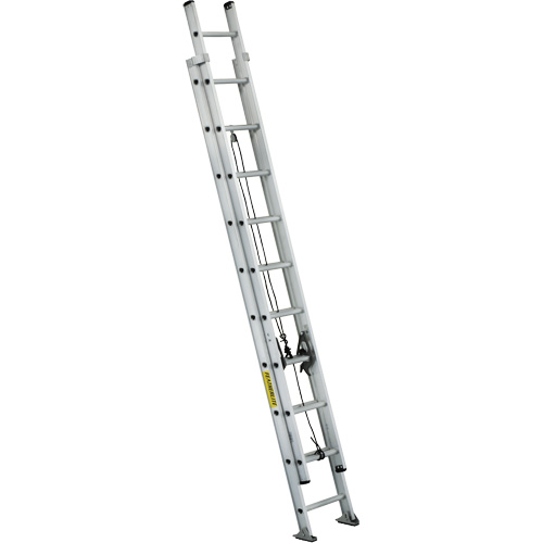 Industrial Heavy-Duty Extension Ladders (3200D Series), Max. Open Height, 17', Material, Aluminum, Capacity, 300 lbs., Outside Width, 18", Nominal Length, 20', Weight, 36 lbs.