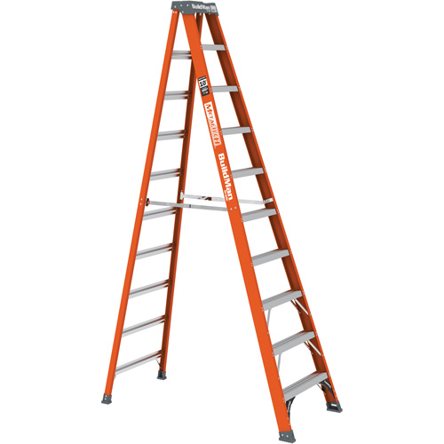 Step Ladder, 10', Material, Fibreglass, Capacity, 300 lbs., Base Width, 30", Base Depth, 30" W x 62.5" D x 114.25" H (76.2 x 158.8 x 290.2 cm), Closed Dimensions, 30" W x 6.5" D x 121.75" H (76.2 x 16.5 x 309.2 CM), Weight