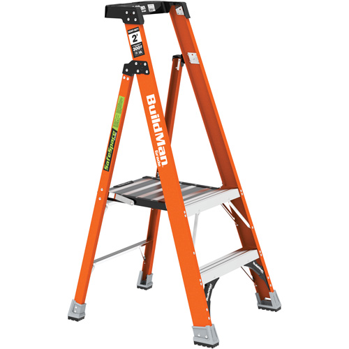 Safespace Platform Step Ladder, 2', Material, Fibreglass, Platform Height, 57.75"/62.75", Capacity, 300 lbs., Base Width, 23.8 lbs. (10.8 kg), Max. Reach, 8' 8" (2.6 m), Highest Standing Level