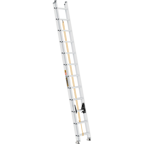 24', Material, Aluminum, Capacity, 225 lbs., Rung Type, D, ANSI Type, 35.4 lbs. (16.1 kg), Max. Reach, 23' 11" (7.3 m), Max. Extended Length