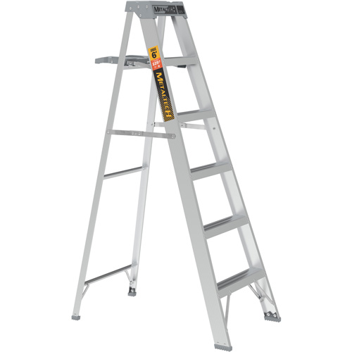 Step Ladder with Paint Tray, 6', Material, Aluminum, Capacity, 225 lbs., Base Width, 23", Base Depth, 23" W x 39.25" D x 68.5" H (58.4 x 99.7 x 174 cm), Closed Dimensions, 23" W x 6.5" D x 73.5" H (58.4 x 16.5 x 186.7 cm), Weight