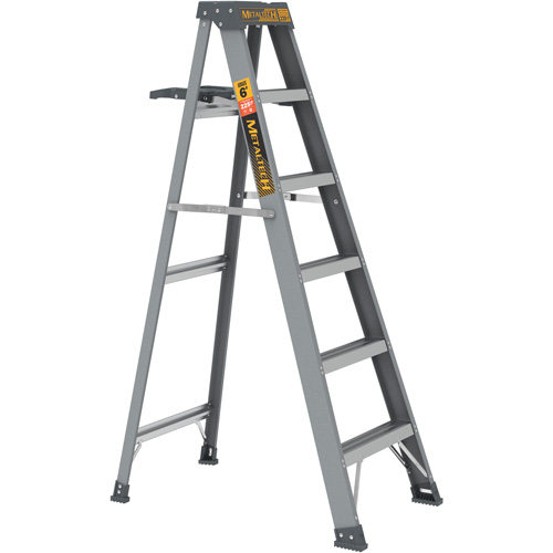 Step Ladder with Paint Tray, 6', Material, Fibreglass, Capacity, 225 lbs., Base Width, 23.75", Base Depth, 23.75" W x 39.75" D x 68.5" H (60.3 x 101 x 174 cm), Closed Dimensions, 23.75" W x 6.5" D x 73.75" H (60.3 x 16.5 x 187.3 cm), Weight