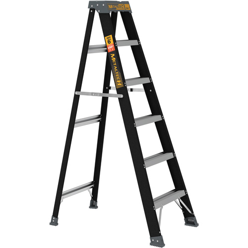 Step Ladder, 6', Material, Fibreglass, Capacity, 250 lbs., Base Width, 23.75", Base Depth, 23.75" W x 39.75" D x 68.5" H (60.3 x 101 x 174 cm), Closed Dimensions, 23.75" W x 6.5" D x 73.75" H (60.3 x 16.5 x 187.3 cm), Weight