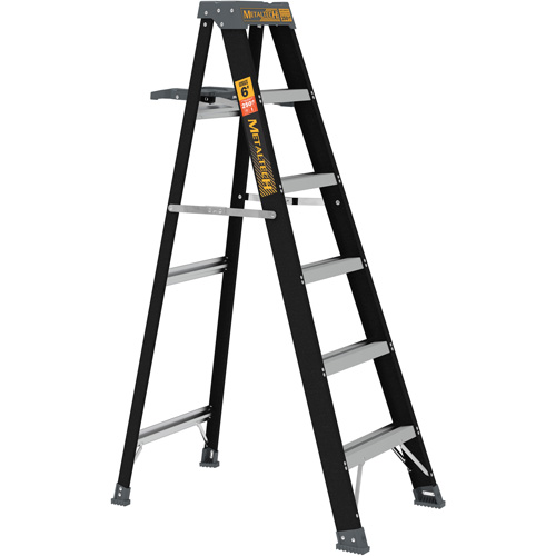 Step Ladder with Paint Tray, 6', Material, Fibreglass, Capacity, 250 lbs., Base Width, 23.75", Base Depth, 23.75" W x 39.75" D x 68.5" H (60.3 x 101 x 174 cm), Closed Dimensions, 23.75" W x 6.5" D x 73.75" H (60.3 x 16.5 x 187.3 cm), Weight