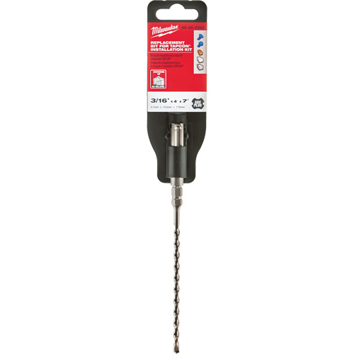 2-Cutter Masonry Drill Bit, Each, Carbide, Drill Size, 3/16", Flute Length, 5", Overall Length, 7", Shank Type, 1/4"
