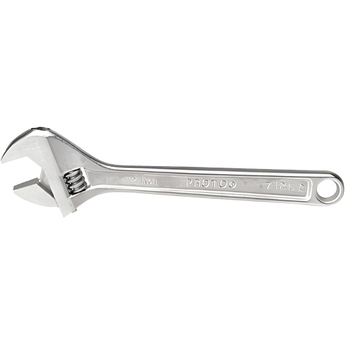 Adjustable Wrench, Each, 12-1/8", Max. Jaw Width, 1-19/32", Finish, Chrome, Handle Type, Plain