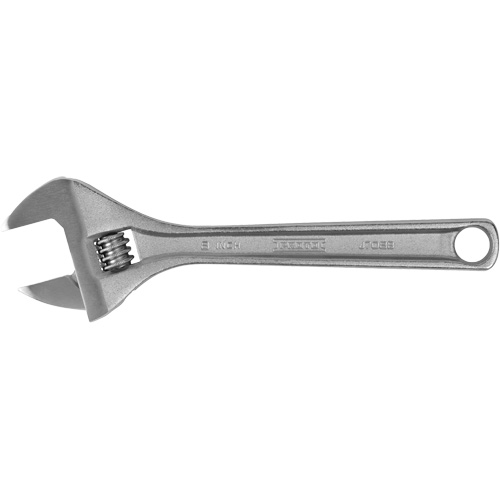 Adjustable Wrench, Each, 8", Max. Jaw Width, 1-7/32", Finish, Chrome, Handle Type, Plain