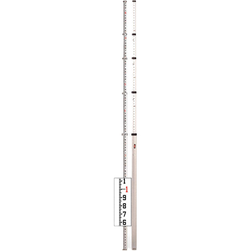 Telescoping Measuring Rod - 10ths & 100ths, Each, Aluminum, Length, 16', 5, Includes, Aluminum Rod; Snap-On Circular Vial, Measurement
