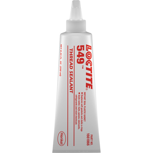 549 Thread Sealant, Net Volume, 250 ml, Colour, Orange, Container Type, Tube, Temperature Range, -54° C - 149° C/-65° F - 300° F, Fixture Time, 2 hrs., Full Cure Time, 24 hrs.