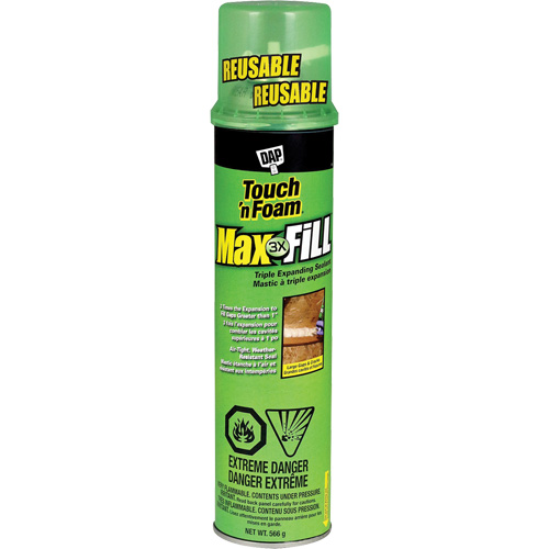 Touch 'n Foam? Max Fill? Triple Expanding Sealant, Net Volume, 566 g, Colour, Cream, Container Type, Aerosol Can