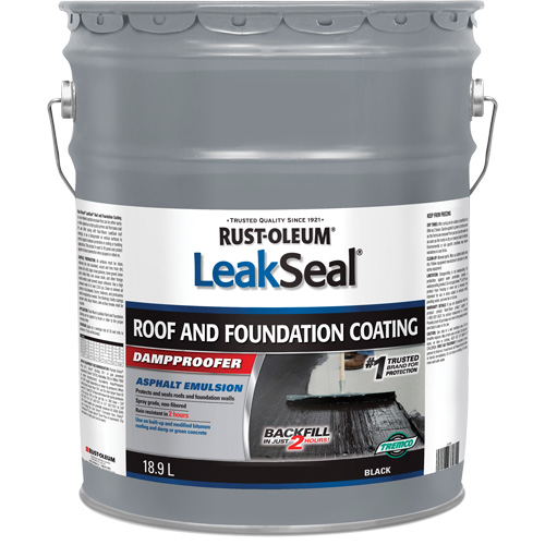 LeakSeal® Roof and Foundation Coating, Container Type, Pail, Net Volume, 18.9 L, Colour Name, Black