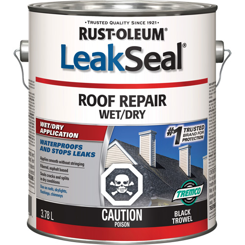LeakSeal® Wet/Dry Roof Repair, Container Type, Gallon, Net Volume, 3.78 L, Colour Name, Black Trowel