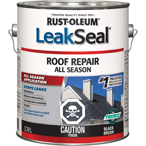 LeakSeal® All-Season Roof Repair, Container Type, Gallon, Net Volume, 3.78 L, Colour Name, Black Brush