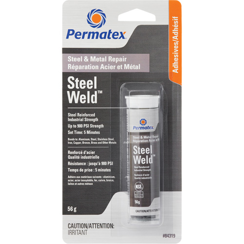 Steel Weld™ Epoxy, Format, 56 g, Container Type, Stick, Colour, Grey, Application Time, 4 min., Strength, 3500 PSI, Temperature Range, -51°C to 121°C (-60°F to 250°F)