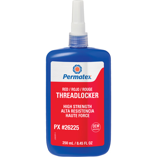 Permanent Strength Threadlocker, Format, 250 ml, Container Type, Bottle, Strength, High, Fixture Time, 20 min.