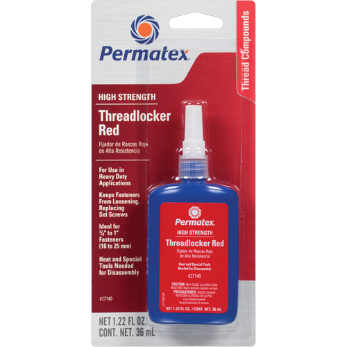 Threadlocker, Format, 36 ml, Container Type, Bottle, Strength, High, Fixture Time, 20 min.