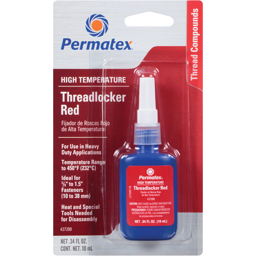 High Temperature Threadlocker, Format, 10 ml, Container Type, Bottle, Strength, High, Fixture Time, 20 min.