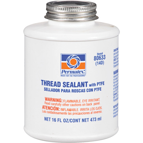 Thread Sealant with PTFE, Net Volume, 473 ml, Colour, White, Container Type, Brush-Top Can, Temperature Range, -54ø C - 149ø C/-65ø F - 300ø F