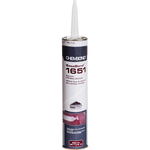 Chembond® Basebond™ Supreme Wall-Base Adhesive, Format, 852 ml, Container Type, Tube, Colour, Clear, Drying Time, 24 Hours at 23°C (73°F) & 50% Relative Humidity, Open Time, Up to 30 Minutes at 23°C (73°F) and 50% relative humidity