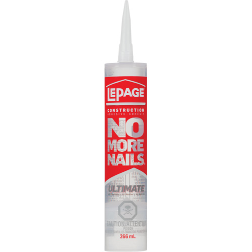 No More Nails® Construction Adhesive, Format, 266 ml, Container Type, Tube, Colour, Clear, Application Time, 15 min., Specific Gravity, 1.6 - 1.7, Vapor Density, Heavier Than Air