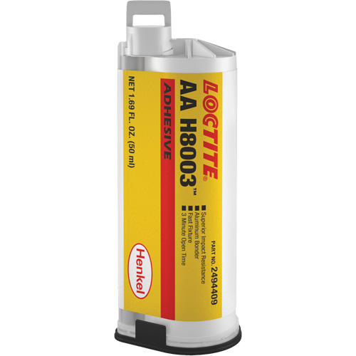 AA H8003 Structural Bonding Adhesive, Format, 50 ml, Colour, Light Blue, Container Type, Dual Cartridge, Cure Type, Room temperature (ambient) cure, FEA (finite element analysis), Finite strain, Viscoelastic