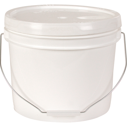 General-Purpose Pail with Lid, Material, Plastic, Capacity, 3 gal., Weight, 1.1 lbs., Colour, White