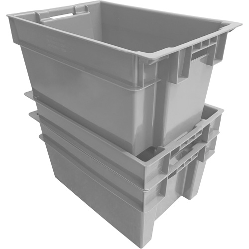 Stack & Nest Container, Colour, Grey, Capacity, 100 lbs., Outside Width, 16", Outside Depth, 24"