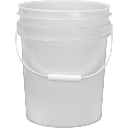 Pail, Material, Plastic, Capacity, 5.28 gal., Colour, White/Natural, Overall Dimensions, 15-1/8" H x 12-1/8" Dia