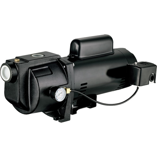 Dual Voltage Cast Iron Shallow Well Jet Pump, Motor, 1 HP, Max. Flow Rate, 1260 GPH, Voltage, 115 V/230 V, Suction Head, 164', Manufacturer's Warranty, 3 years, Discharge Diameter, 1" NPT
