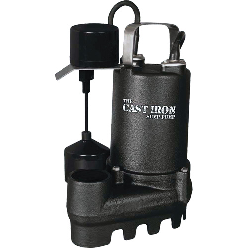 Cast Iron Submersible Sump Pump with Vertical Float Switch, Motor, 1/3 HP, Max. Flow Rate, 67 GPM, Voltage, 33 V, Amps, 5 A, Cord Length, 10', Manufacturer's Warranty, 3-Year Warranty