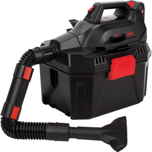 Cordless 2-in-1 Wet/Dry Vacuum & Blower, Voltage, 20 V, Tank Capacity, 2 Gal., Battery Type, Lithium-Ion, Hose Length, 5', Includes, (1) 5' x 1-1/2" Heavy-Duty Lock-On Hose; (1) Gulper Nozzle; (1) Crevice Tool; (1) Foam Sleeve; (1) Cartridge Filter; (1) 2.0Ah Lithium Battery; (1) Charger