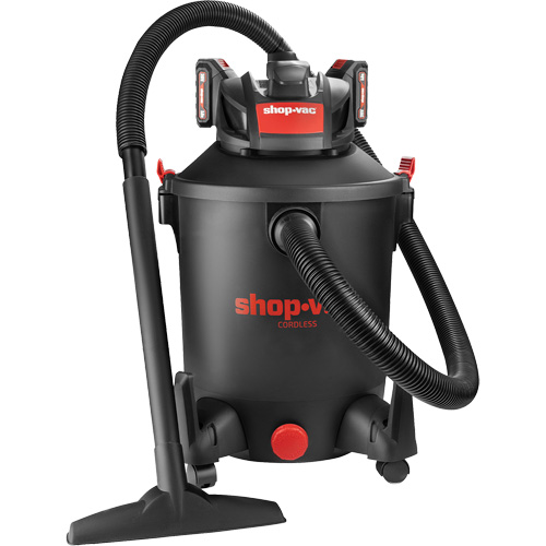 Rechargeable Cordless Wet/Dry Vacuum, Voltage, 20 V, Tank Capacity, 10 gal., Battery Type, Lithium-Ion, Hose Length, 7', Battery Runtime, 16-18 min. (2.0Ah battery), 30-35 min. (4.0Ah Battery - Sold Separately)