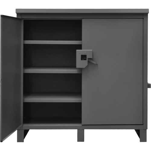 Lockable Jobsite Cabinet, Colour, Grey, Overall Width, 64-1/8", Overall Depth, 28-1/16", Overall Height, 62-7/8", Shelf Type, Fixed, No. of Shelves, 3
