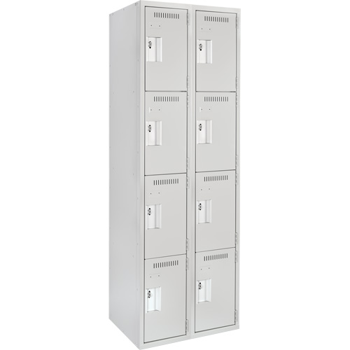 Clean Line™ Lockers, No. of Tiers, 4, Bank of, 2, Overall Width, 24", Overall Depth, 18", Bodies, 24 gauge, Inside Depth, 18"