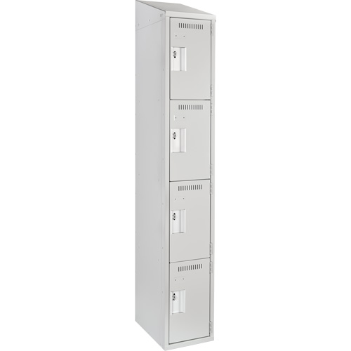 Clean Line™ Lockers, No. of Tiers, 4, Bank of, 1, Overall Width, 12", Overall Depth, 18", Bodies, 24 gauge, Inside Depth, 18"