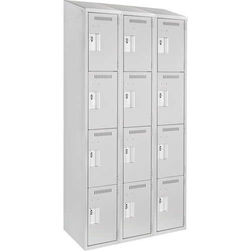 Clean Line™ Lockers, No. of Tiers, 4, Bank of, 3, Overall Width, 36", Overall Depth, 18", Bodies, 24 gauge, Inside Depth, 18"