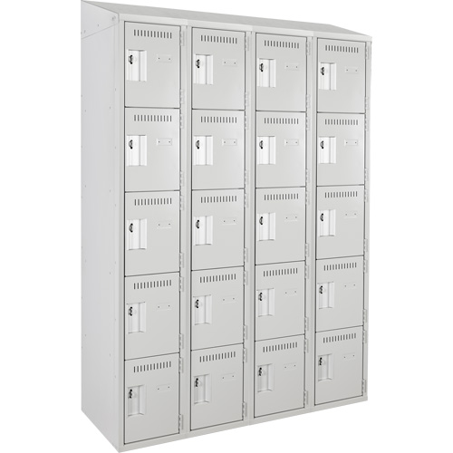 Clean Line™ Lockers, No. of Tiers, 5, Bank of, 4, Overall Width, 48", Overall Depth, 18", Bodies, 24 gauge, Inside Depth, 18"